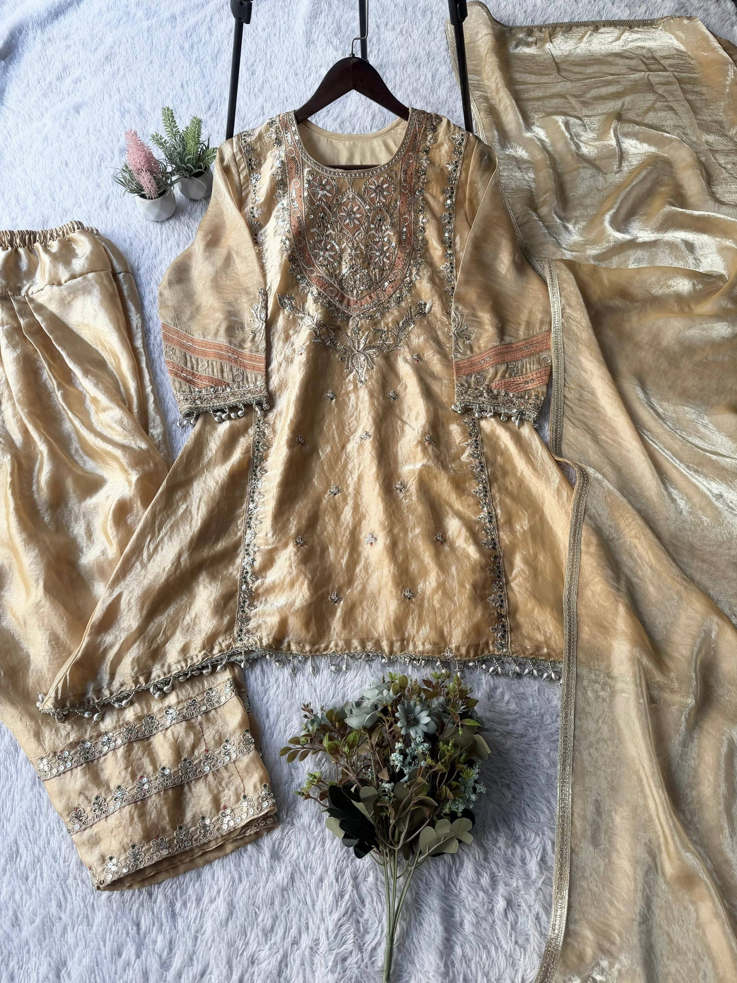 Fendy Silk Sequence Work Designer Farshi Salwar Suit Set