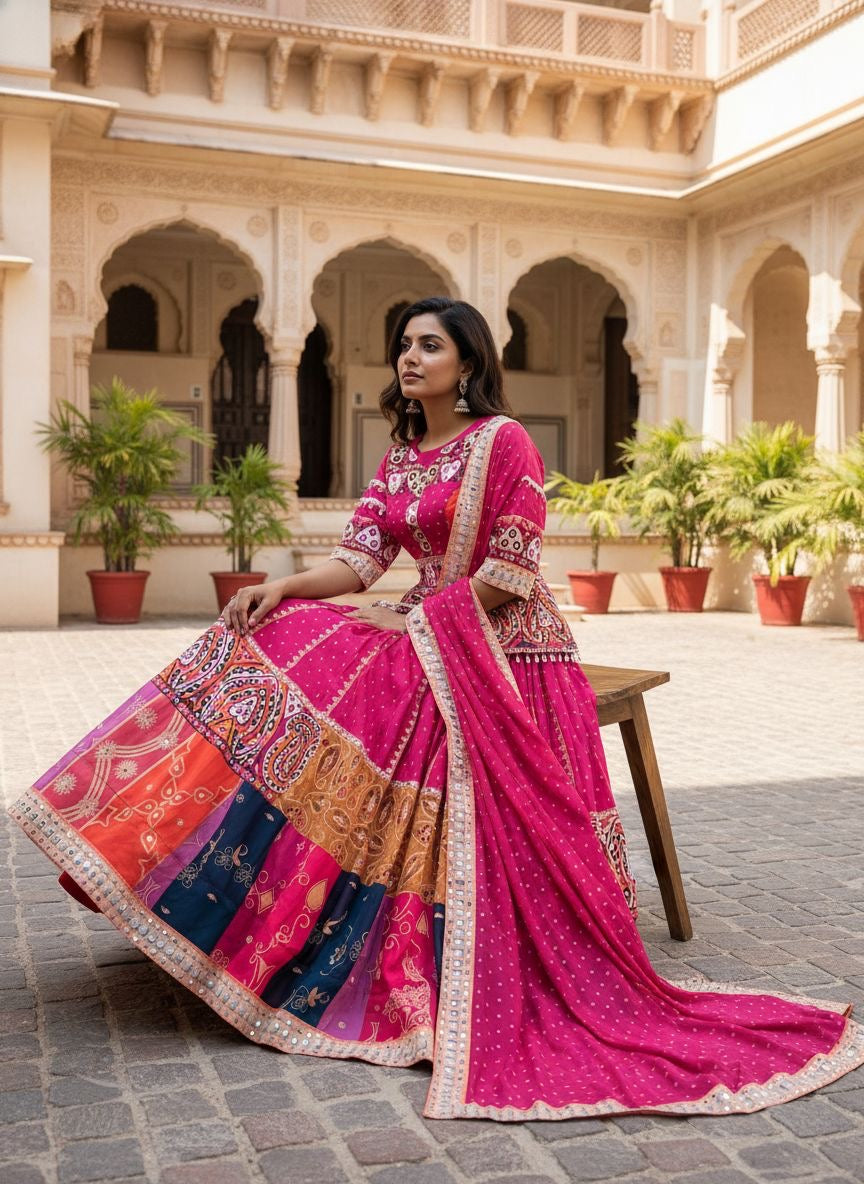 Digital Print With Mirror Work Designer Lehenga Choli
