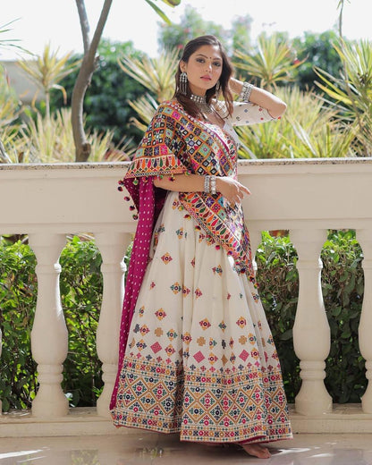 Digital Print with Real Mirro Work Designer Chaniya Choli Set