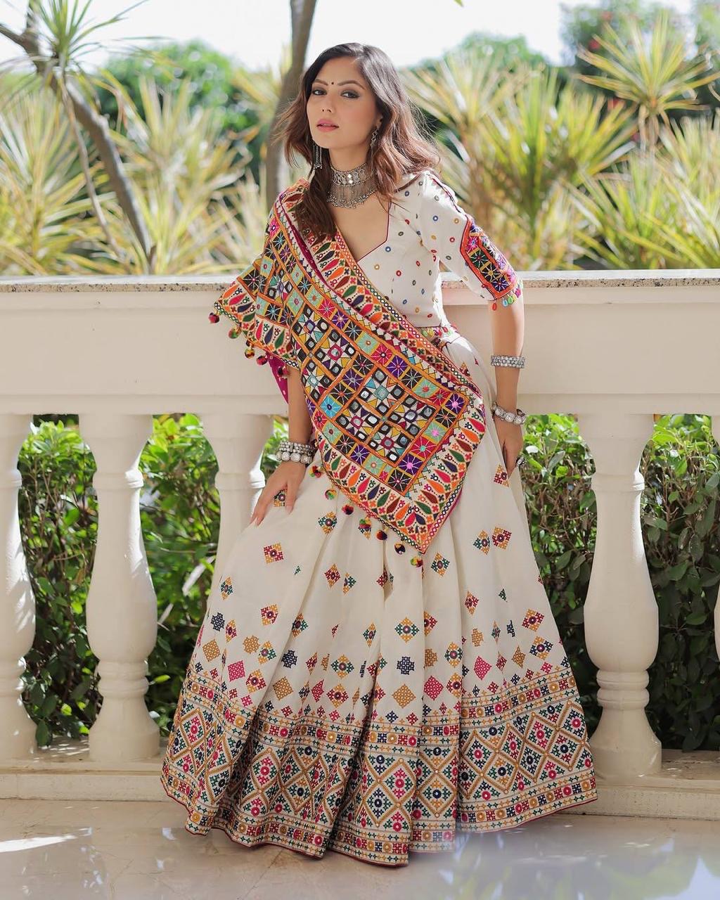 Digital Print with Real Mirro Work Designer Chaniya Choli Set