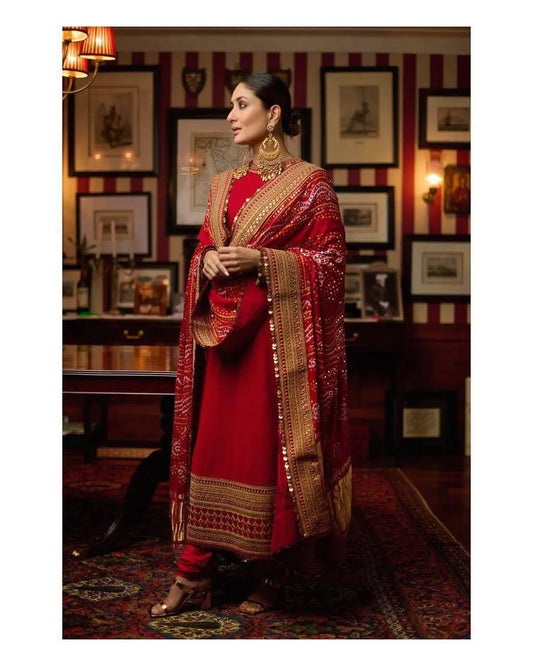Georgette Heavy Designer Party Wear Kurti Pant Dupatta Set