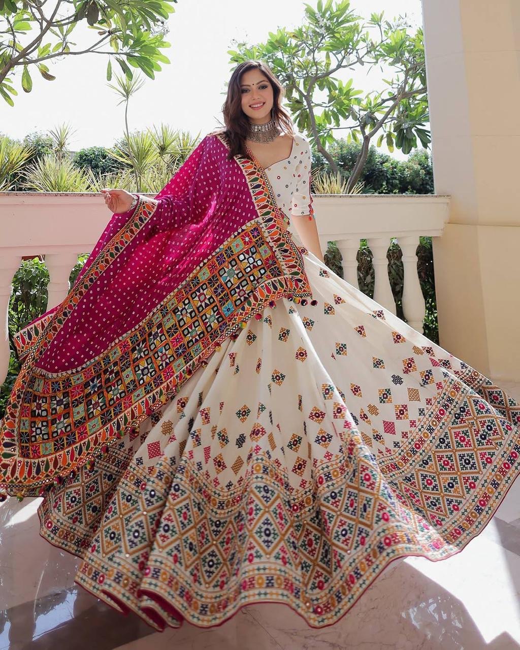 Digital Print with Real Mirro Work Designer Chaniya Choli Set
