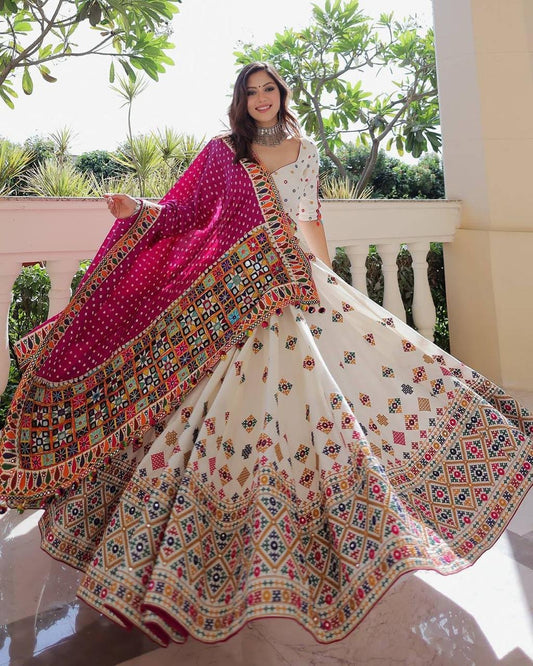 Digital Print with Real Mirro Work Designer Chaniya Choli Set