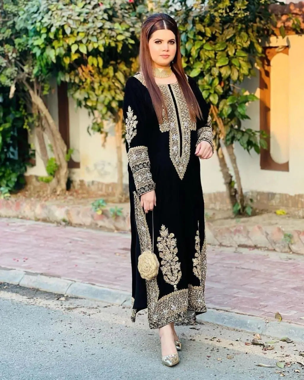 Georgette Heavy Sequence Work Pakistani Kurti Pant Set ( Stitched)
