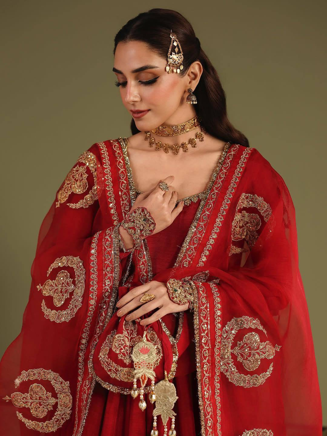 Chinon Silk Designer Anarkali Gown Dupatta Set