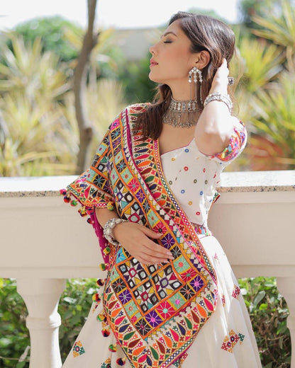 Digital Print with Real Mirro Work Designer Chaniya Choli Set