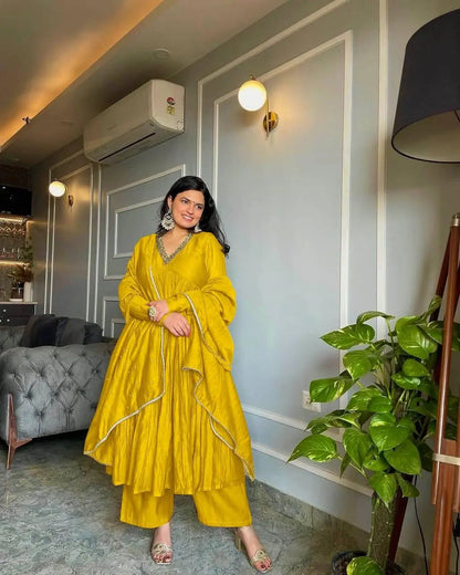 Chinon Silk Alia Cut Ready to Wear Anarkali Gown