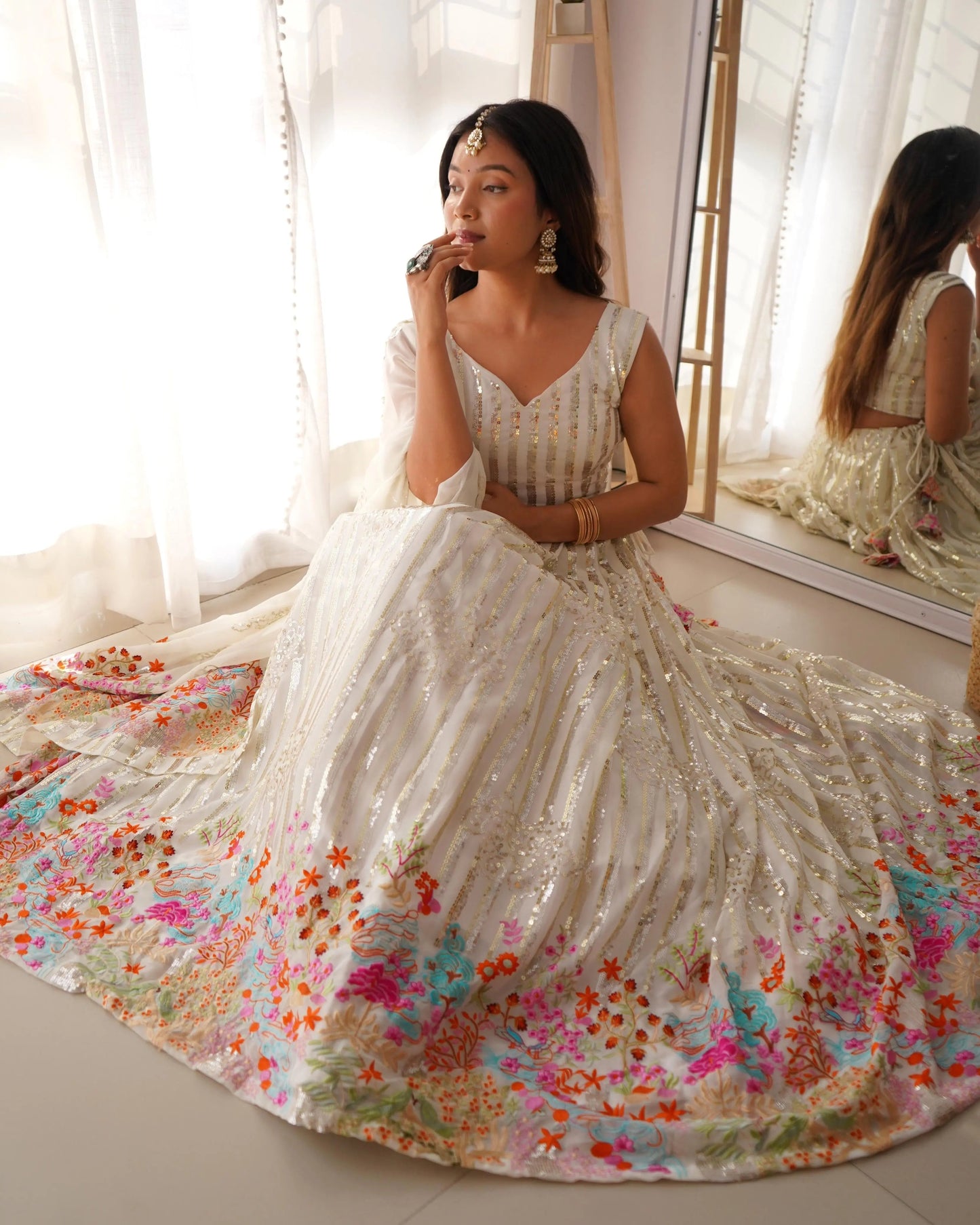 Faux Georgette Sequence Embroidery work  Lehenga Choli