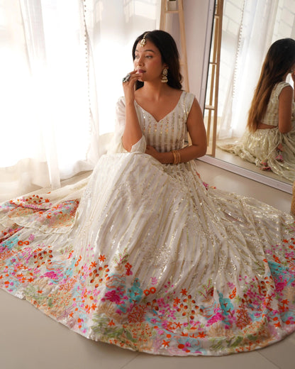 Faux Georgette Sequence Embroidery work  Lehenga Choli