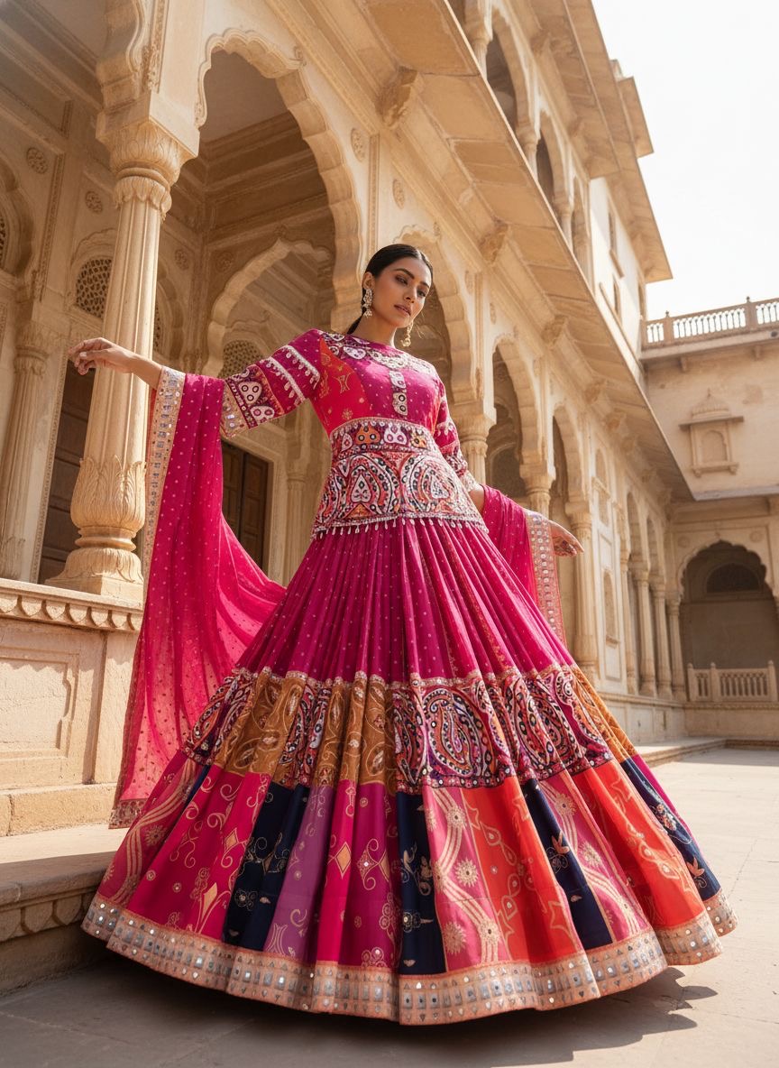 Digital Print With Mirror Work Designer Lehenga Choli