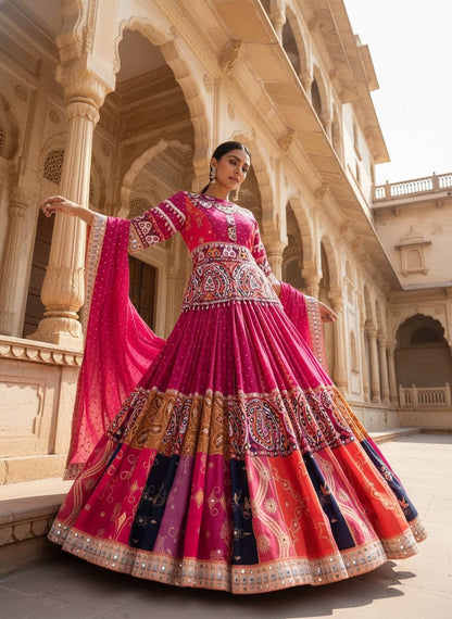 Digital Print With Mirror Work Designer Lehenga Choli