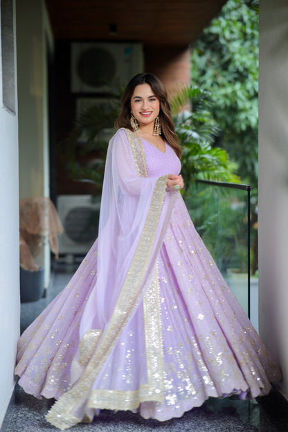 Pridha Purple Anarkali Suit Set