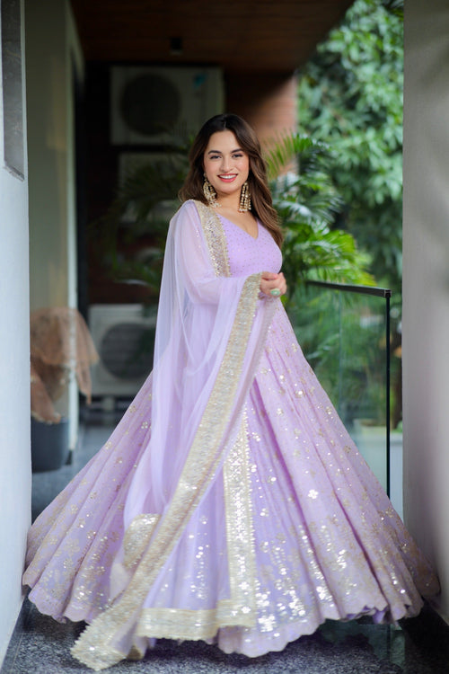 Pridha Purple Anarkali Suit Set