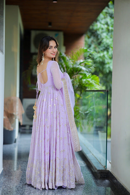 Pridha Purple Anarkali Suit Set