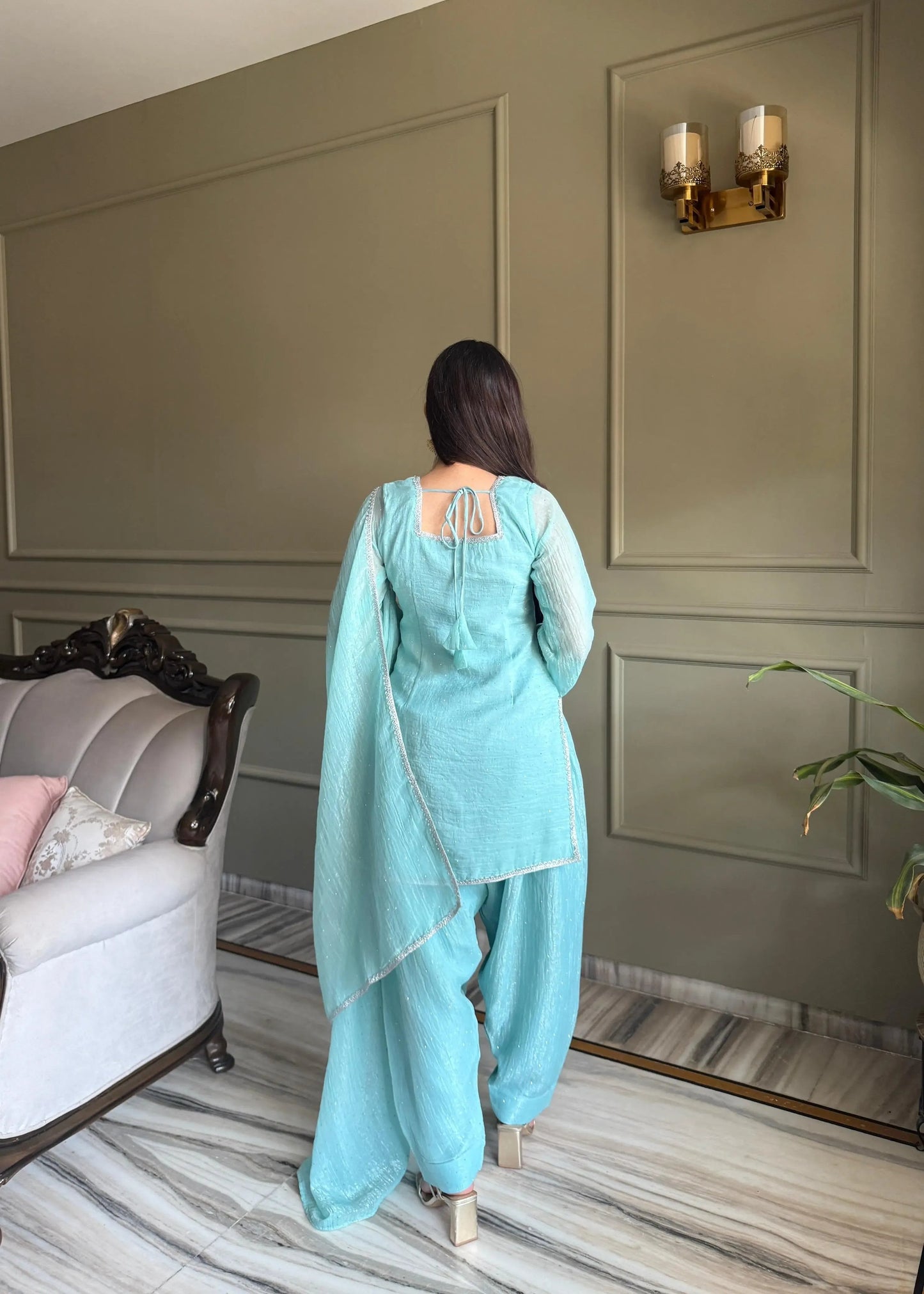 Fendi Silk Farshi Salwar Suit For Women (Ready To Wear)