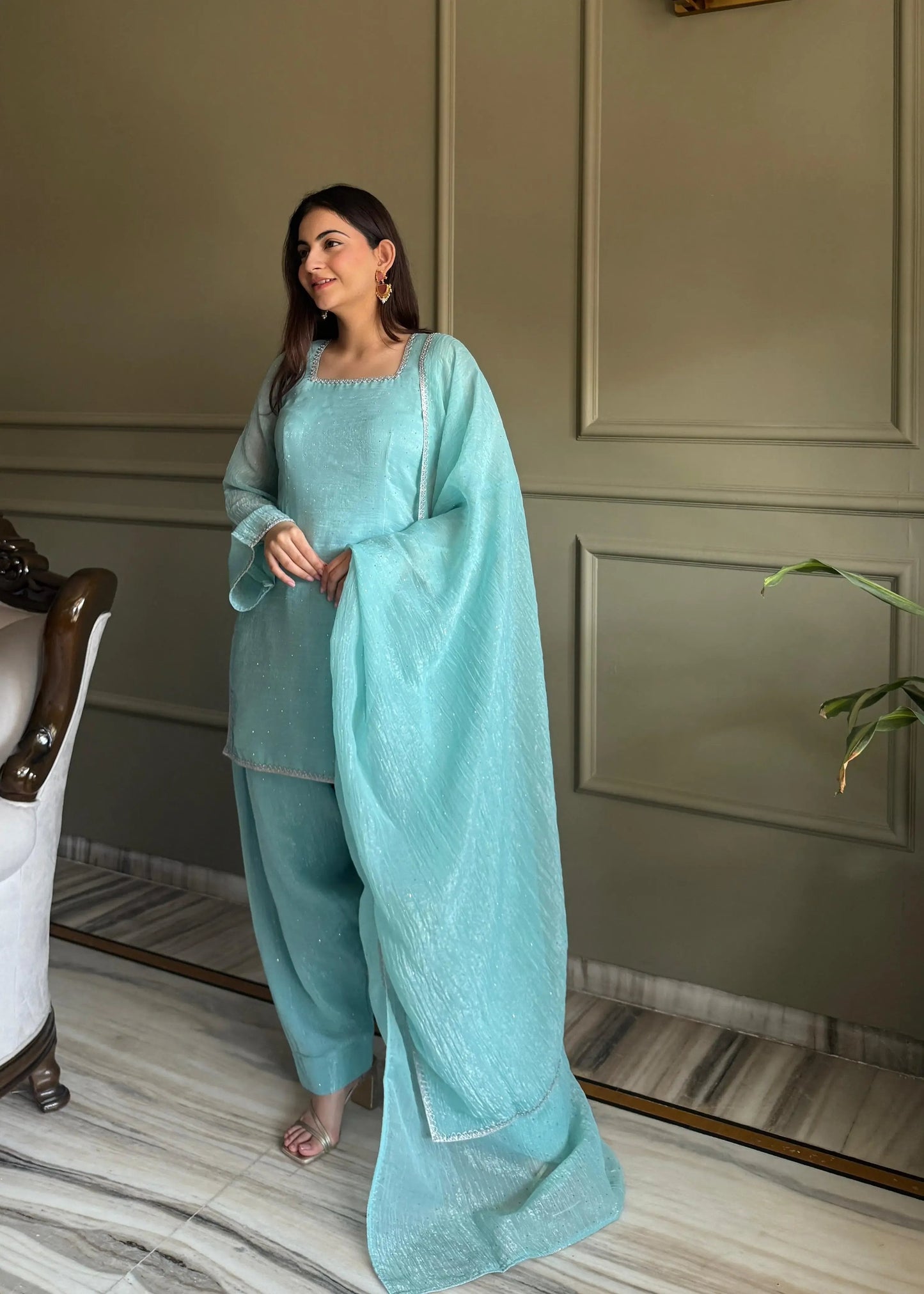 Fendi Silk Farshi Salwar Suit For Women (Ready To Wear)
