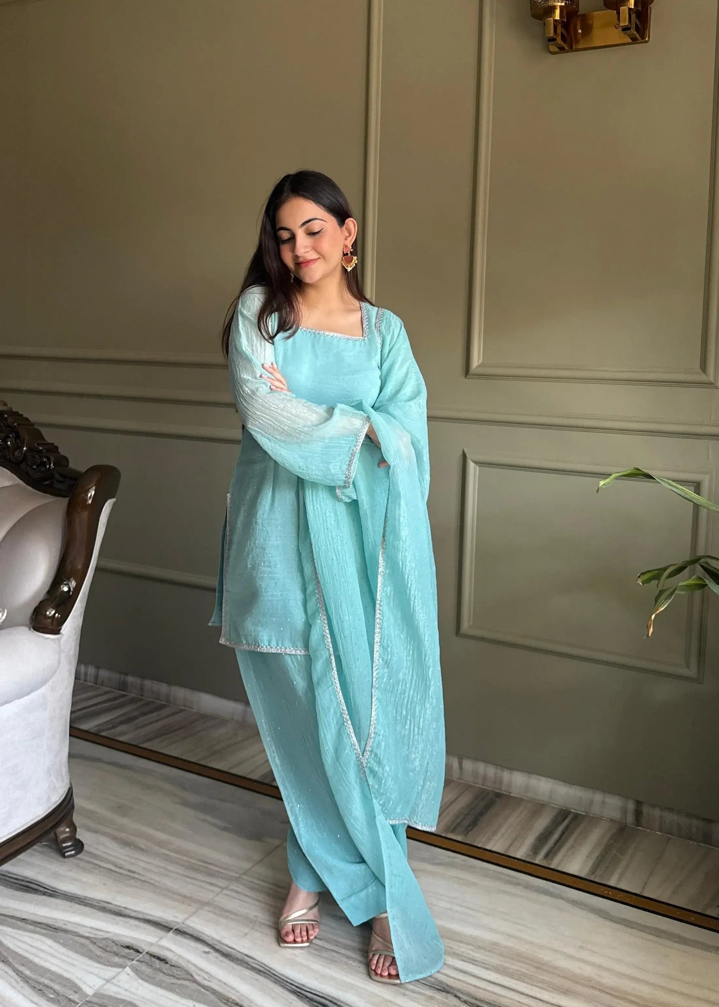 Fendi Silk Farshi Salwar Suit For Women (Ready To Wear)