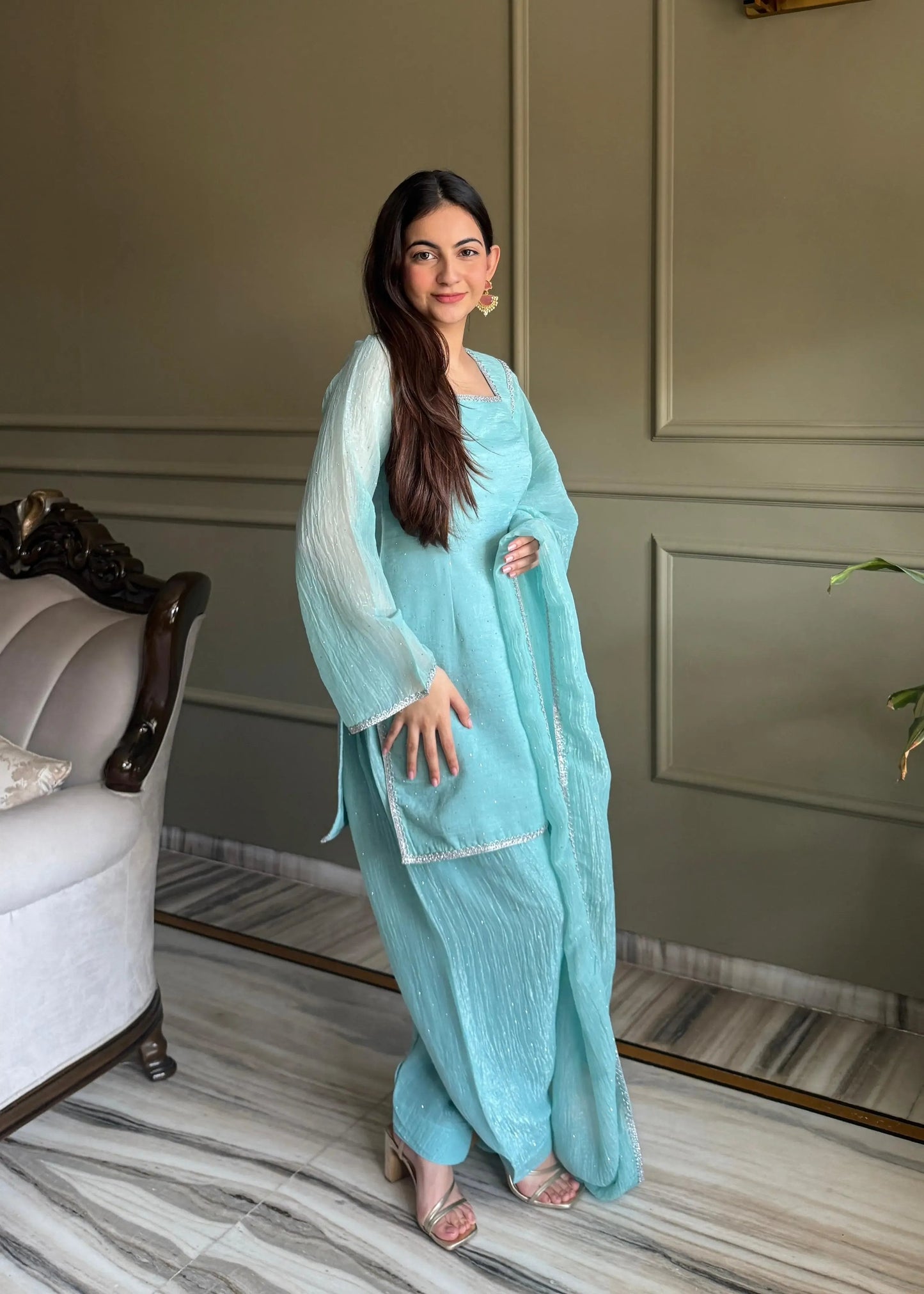 Fendi Silk Farshi Salwar Suit For Women (Ready To Wear)