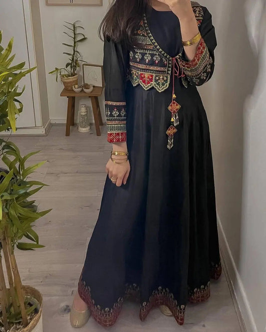 Heavy Silk Emboidery work Anarkali gown (Stitched)