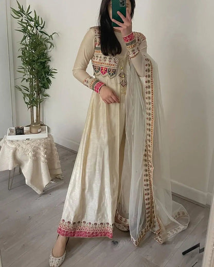 Heavy Silk Emboidery work Anarkali gown (Stitched)