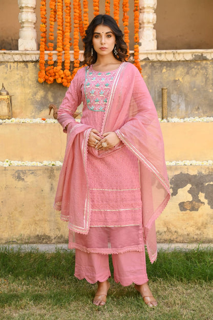 Onion Pink Handwork Romance Suit