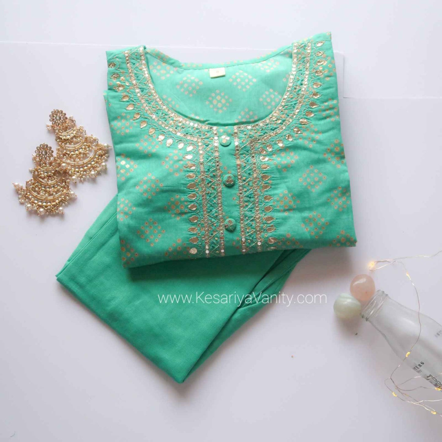 Turquoise Handwork Suit Set