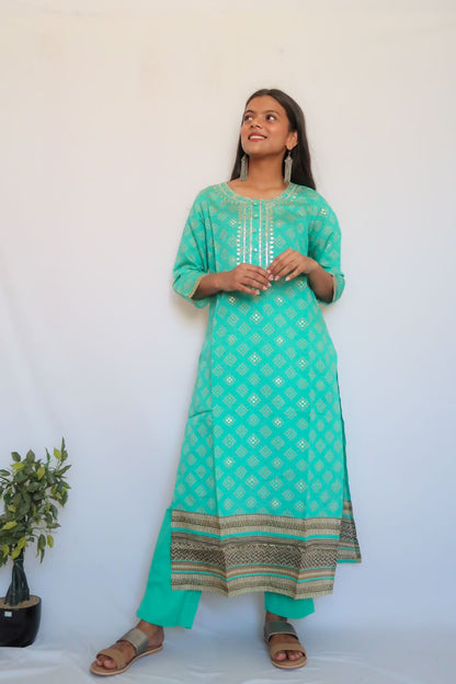 Tark Turquoise Handwork Suit Set
