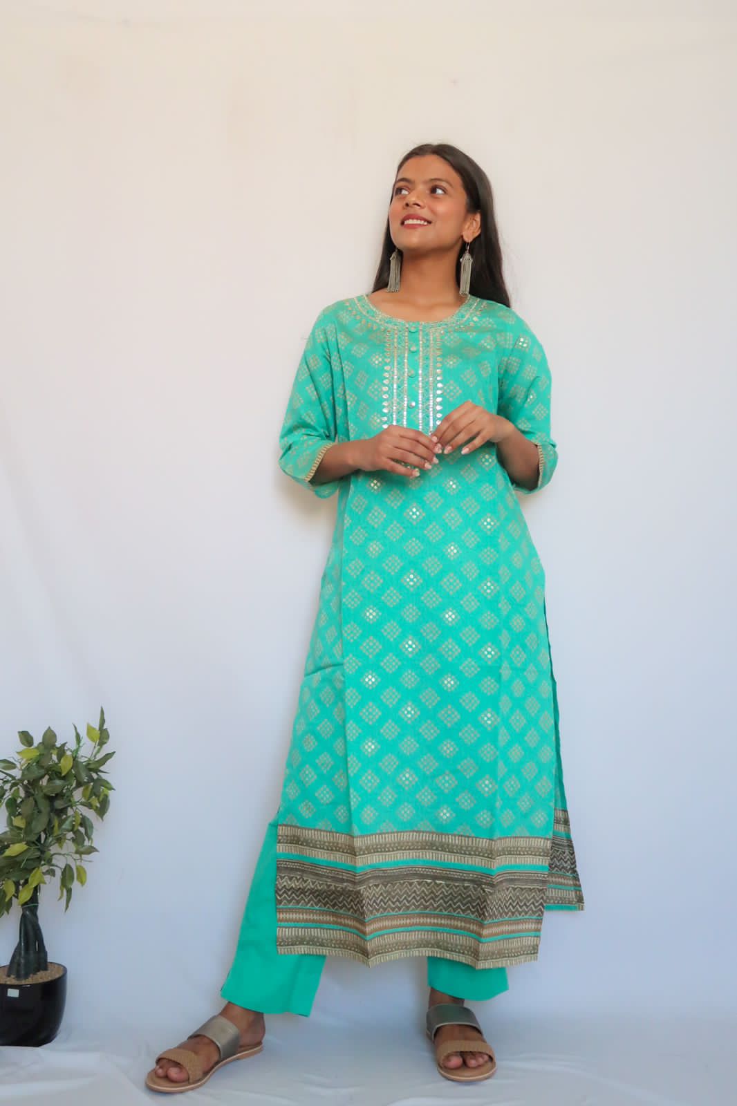 Turquoise Handwork Suit Set