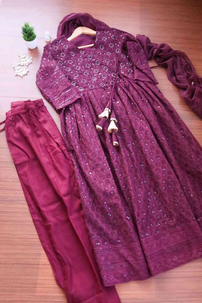 Wine Sequin Nyra Cut Suit Set