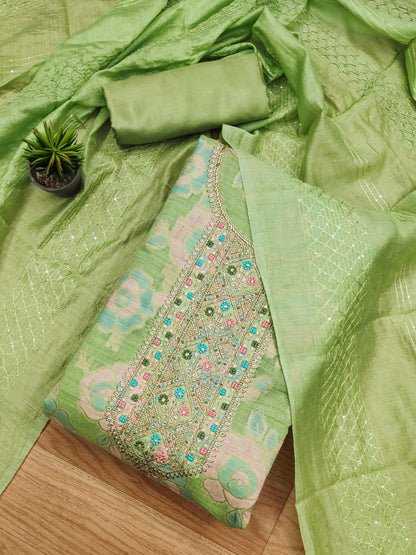 Heavy Jeckard Embroidery work Dress Material