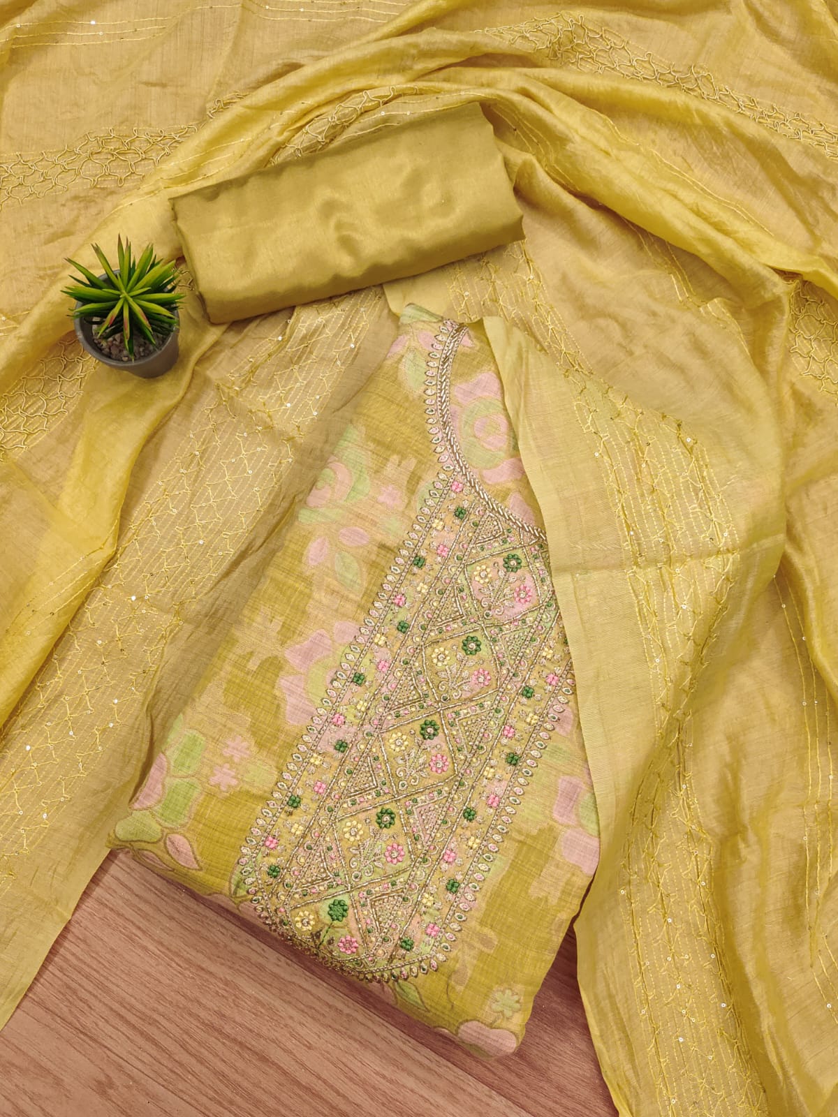 Heavy Jeckard Embroidery work Dress Material