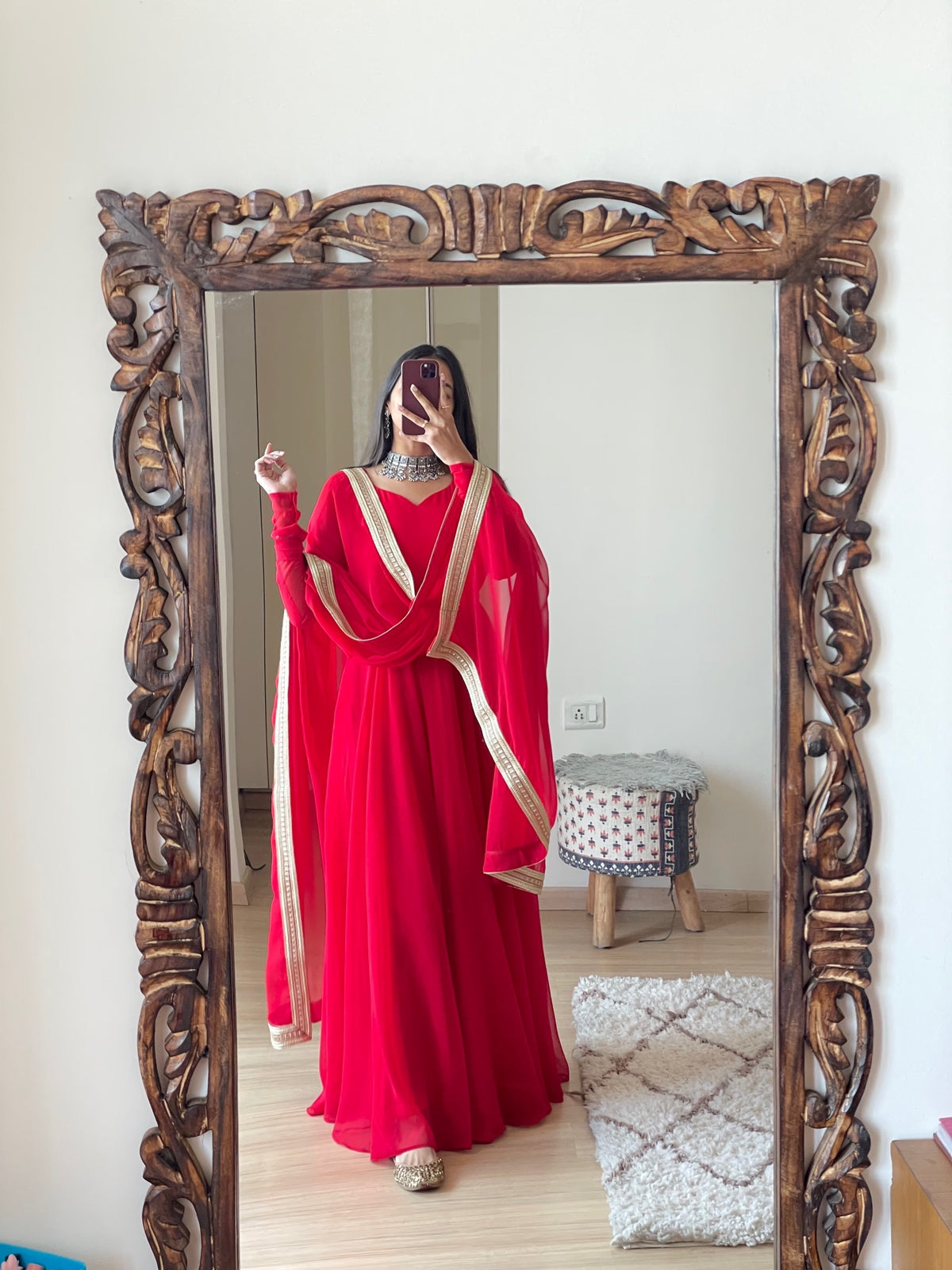 Georgette Attractive Gown Dupatta Set (Stitched)