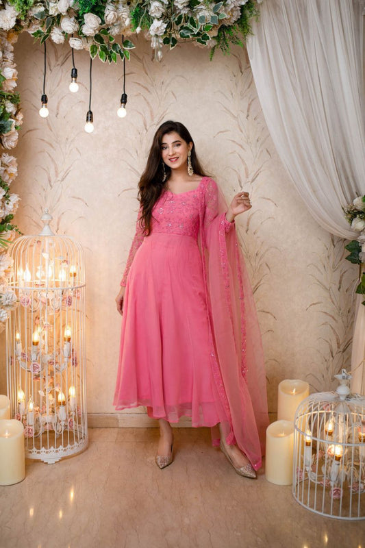 Heavy Embroidery work Gown Dupatta Set