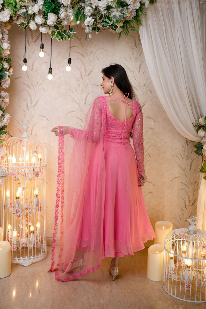 Heavy Embroidery work Gown Dupatta Set