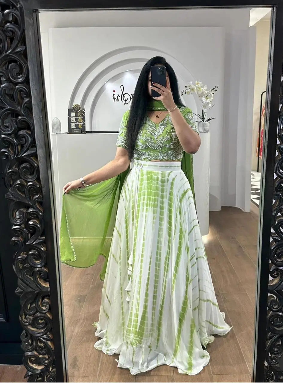 Faux Georgette Shibori Print Lehenga Choli