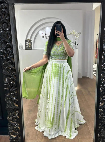 Faux Georgette Shibori Print Lehenga Choli