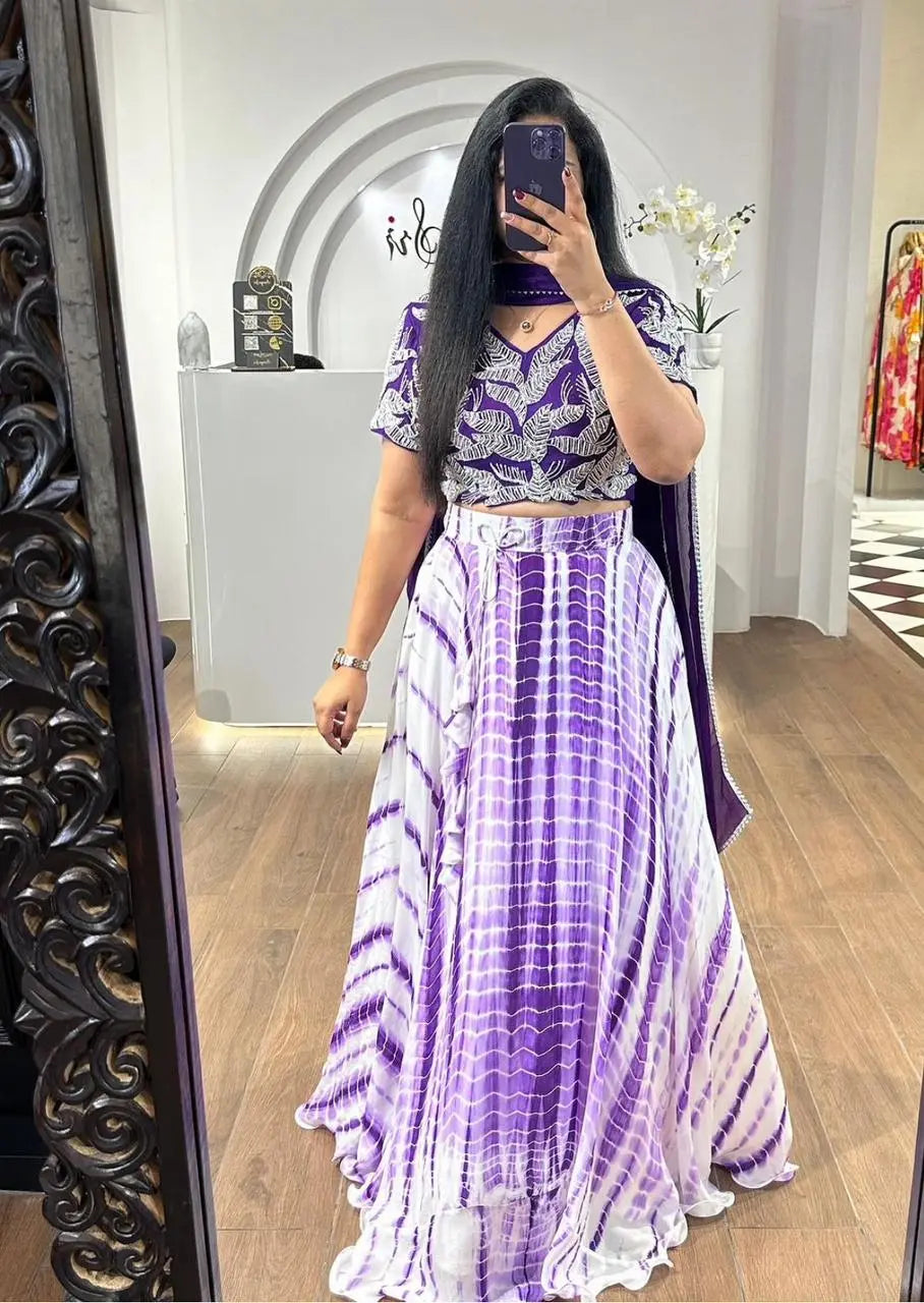 Faux Georgette Shibori Print Lehenga Choli