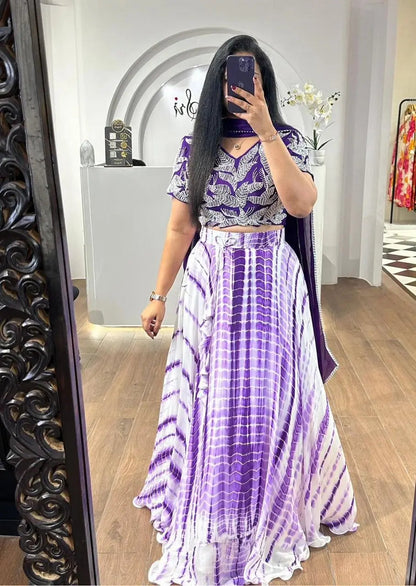 Faux Georgette Shibori Print Lehenga Choli
