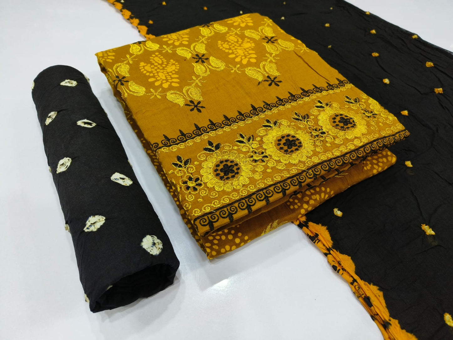 Kasab Work Bandhani Dress Material