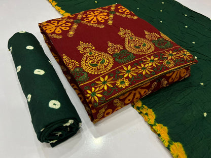 Kasab Work Bandhani Dress Material