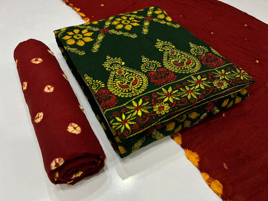 Kasab Work Bandhani Dress Material
