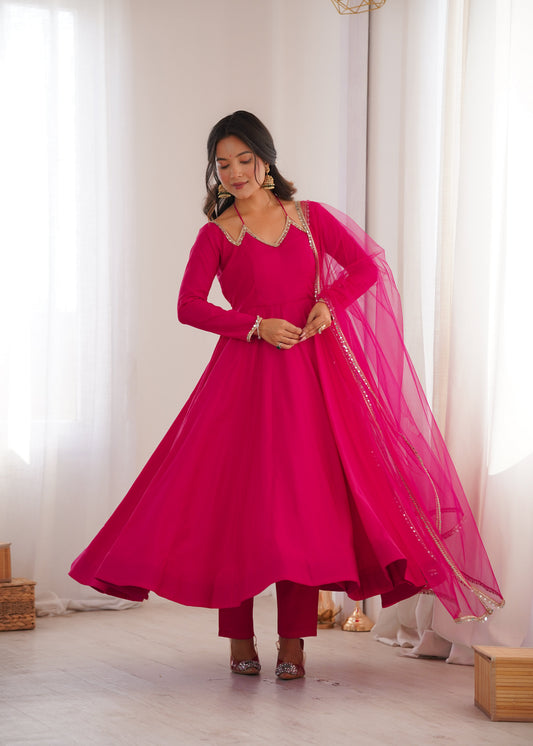Premium Pink Anarkali Suit Set