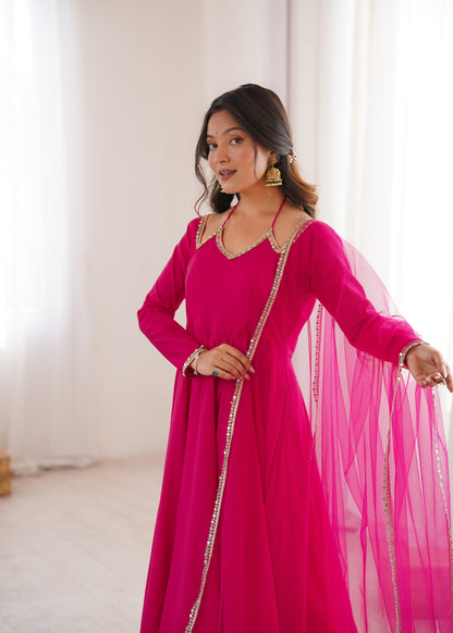 Premium Pink Anarkali Suit Set
