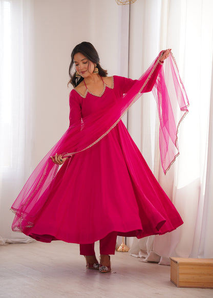 Premium Pink Anarkali Suit Set