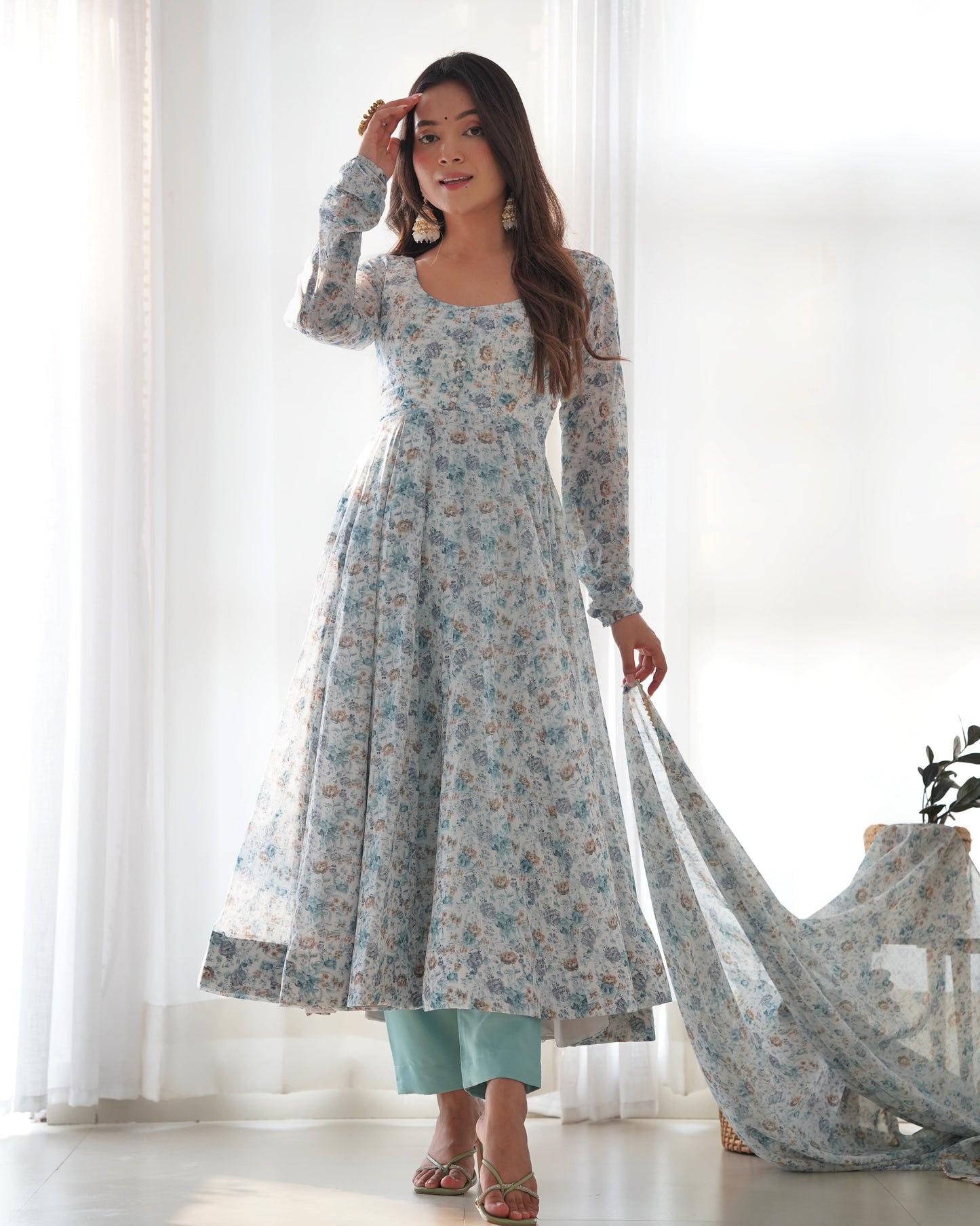 Premium Quality Silk Gown Anarkali Suit Set