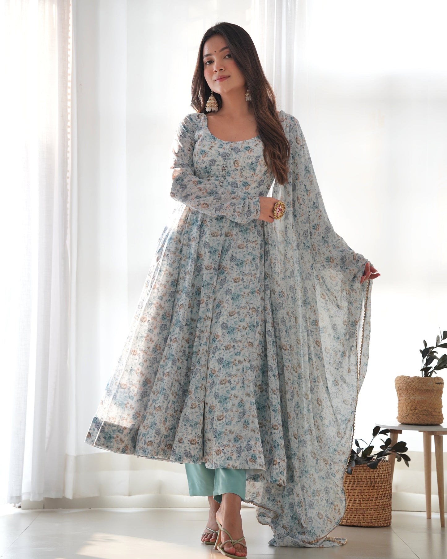 Premium Quality Silk Gown Anarkali Suit Set