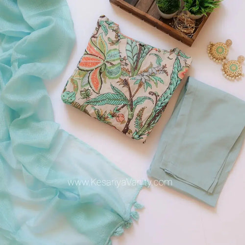 Zaki Inaayat Aasmani Floral Suit Set