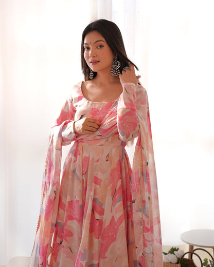 Premium Quality Silk Gown Anarkali Suit Set