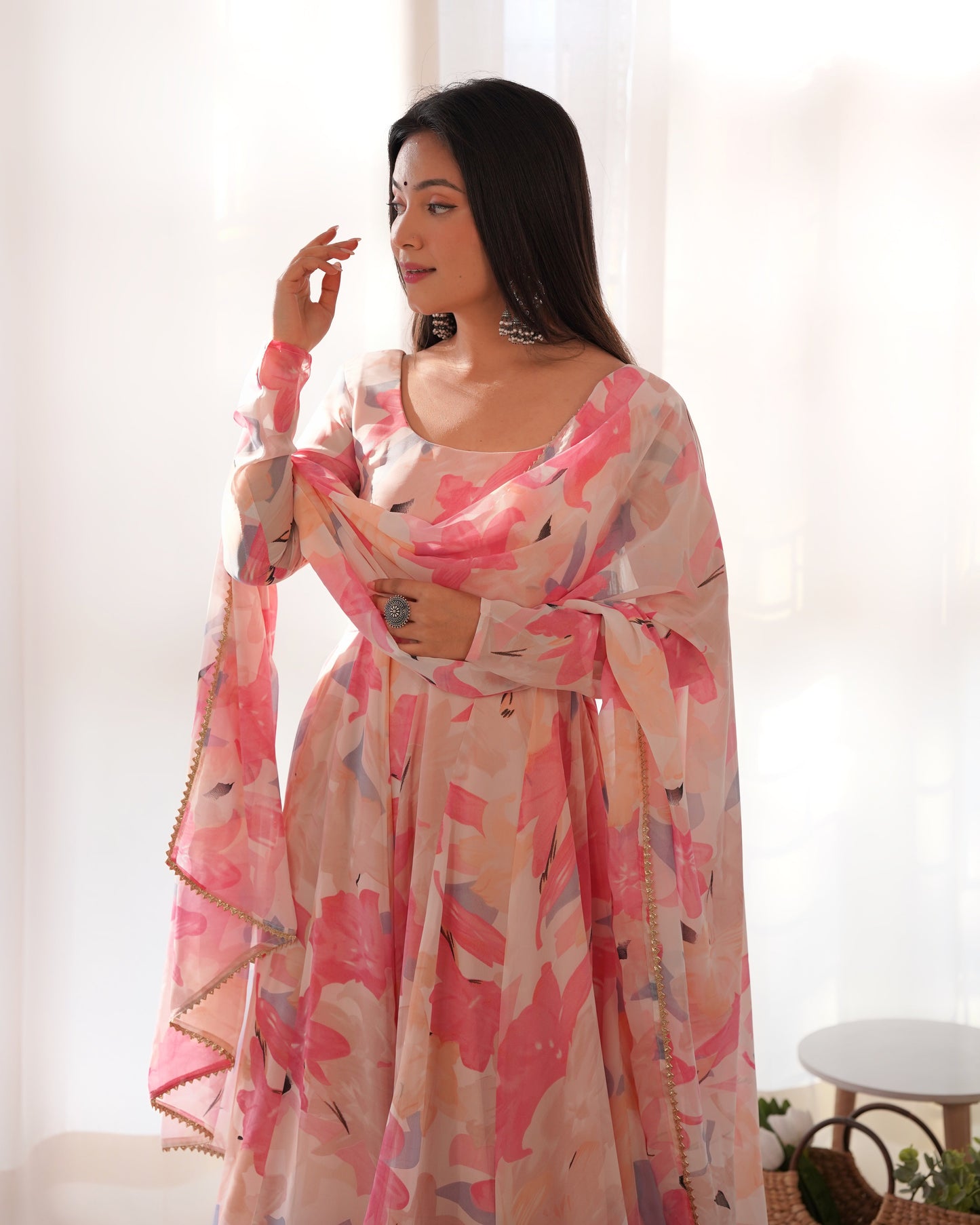 Premium Quality Silk Gown Anarkali Suit Set