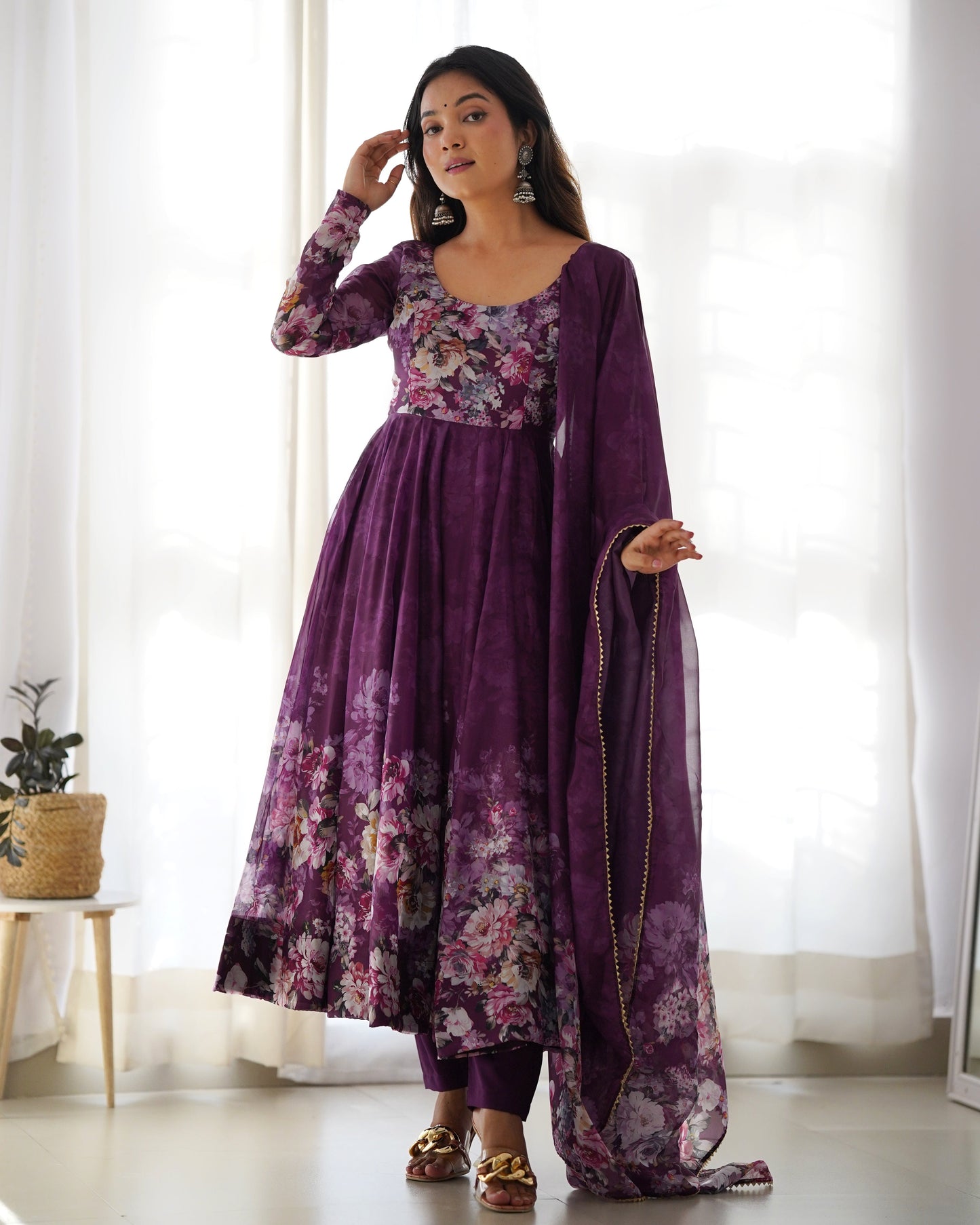Premium Quality Silk Gown Anarkali Suit Set